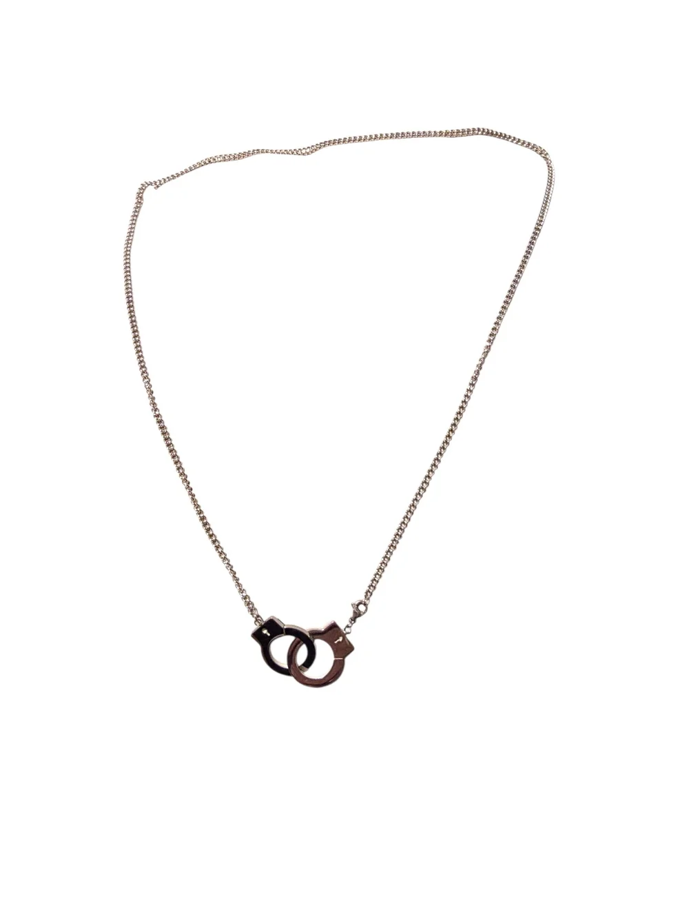 New Stainless Steel Handcuff Pendant Necklace in Silver (Unisex)